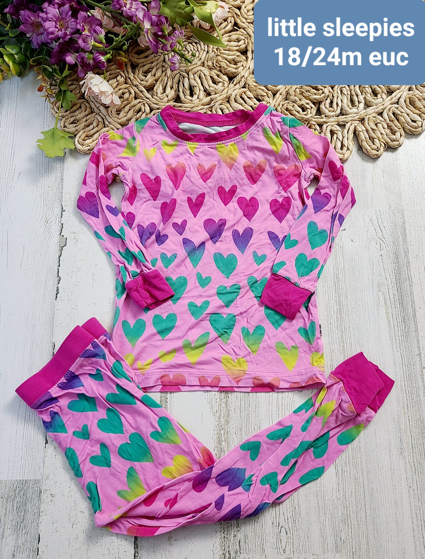little sleepies hearts pink pj