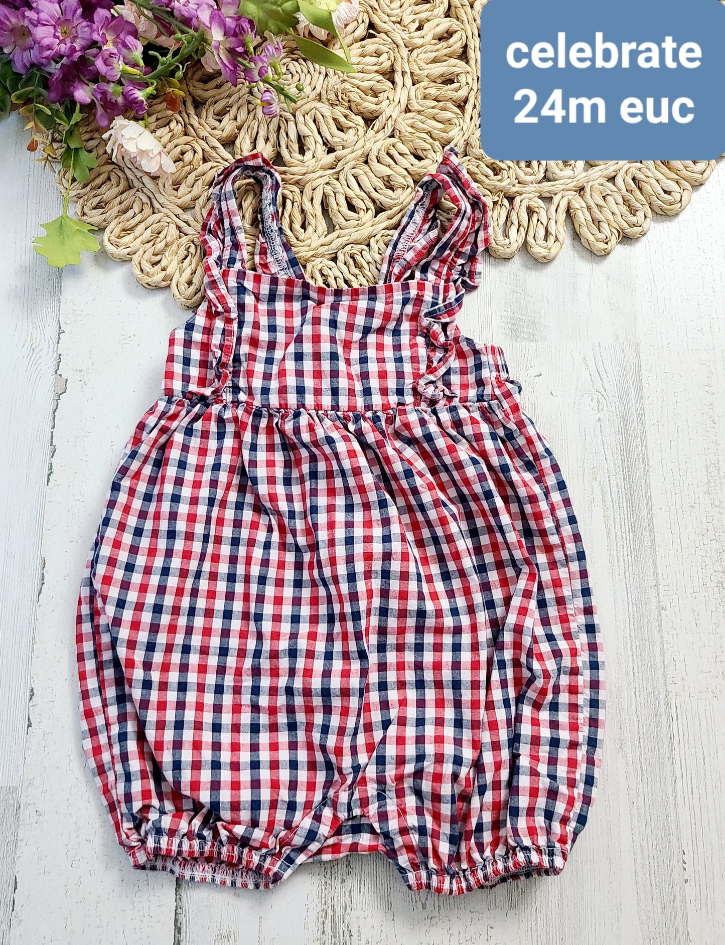 celebrate plaid romper