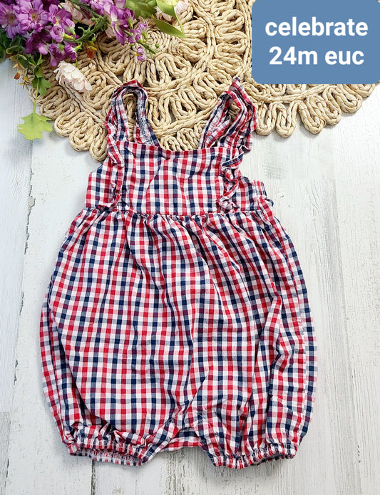 celebrate plaid romper