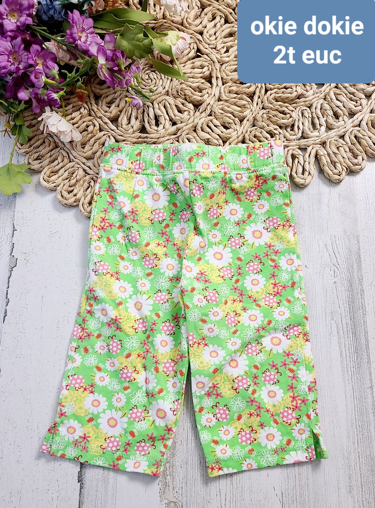 okie dokie green floral pants