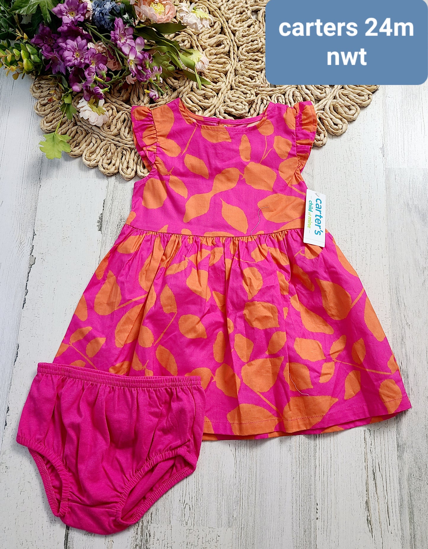 new 24m carters pink and orange dress