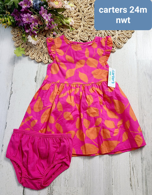 new 24m carters pink and orange dress