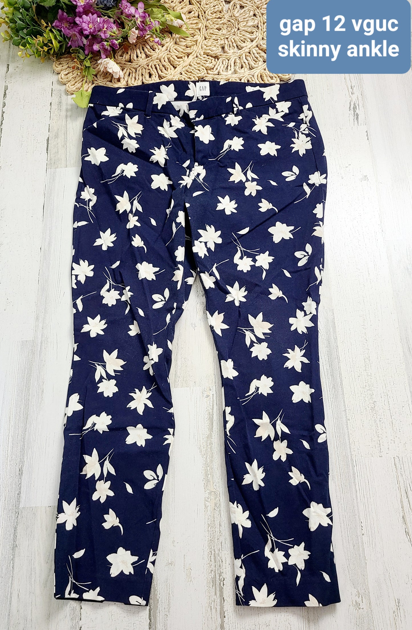 gap skinny ankle navy floral white