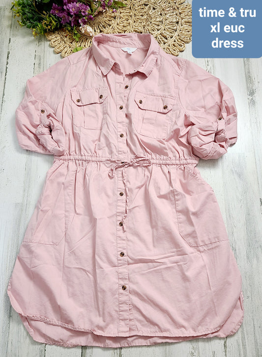 time & tru pink dress waist tie