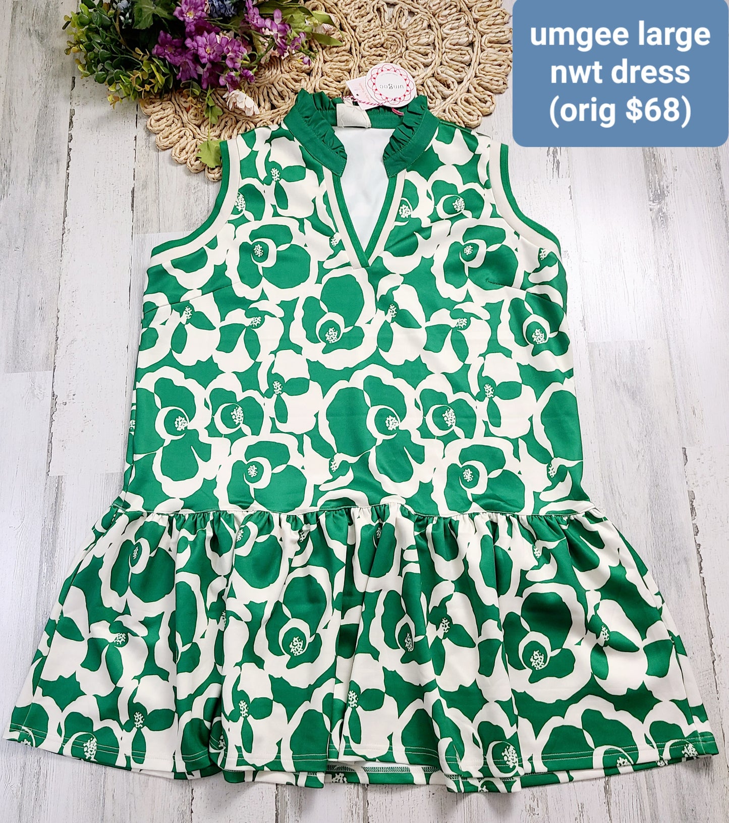 new umgee green white dress