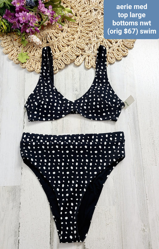 new aerie black and white swim