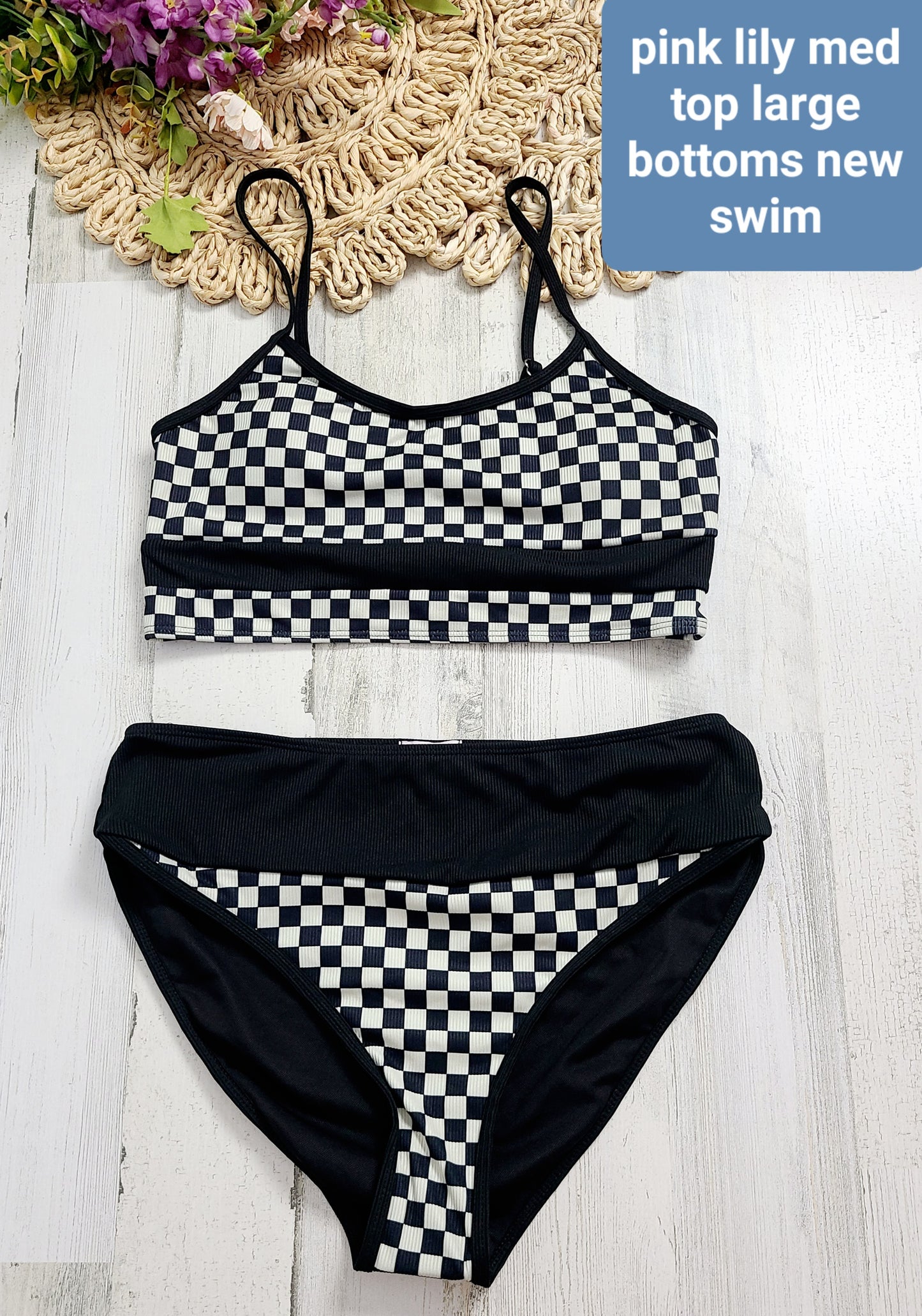 new pink lily checkered swim