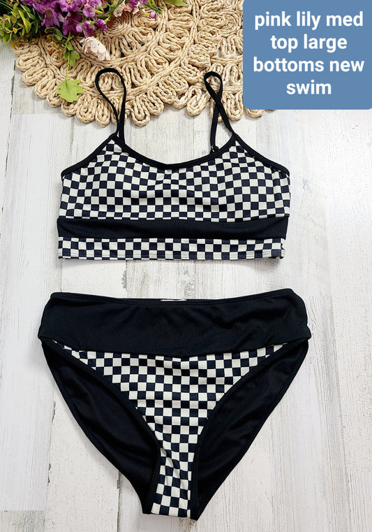 new pink lily checkered swim