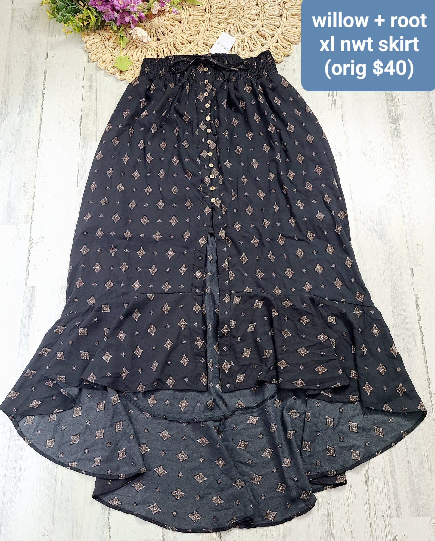 new willow+root high low skirt