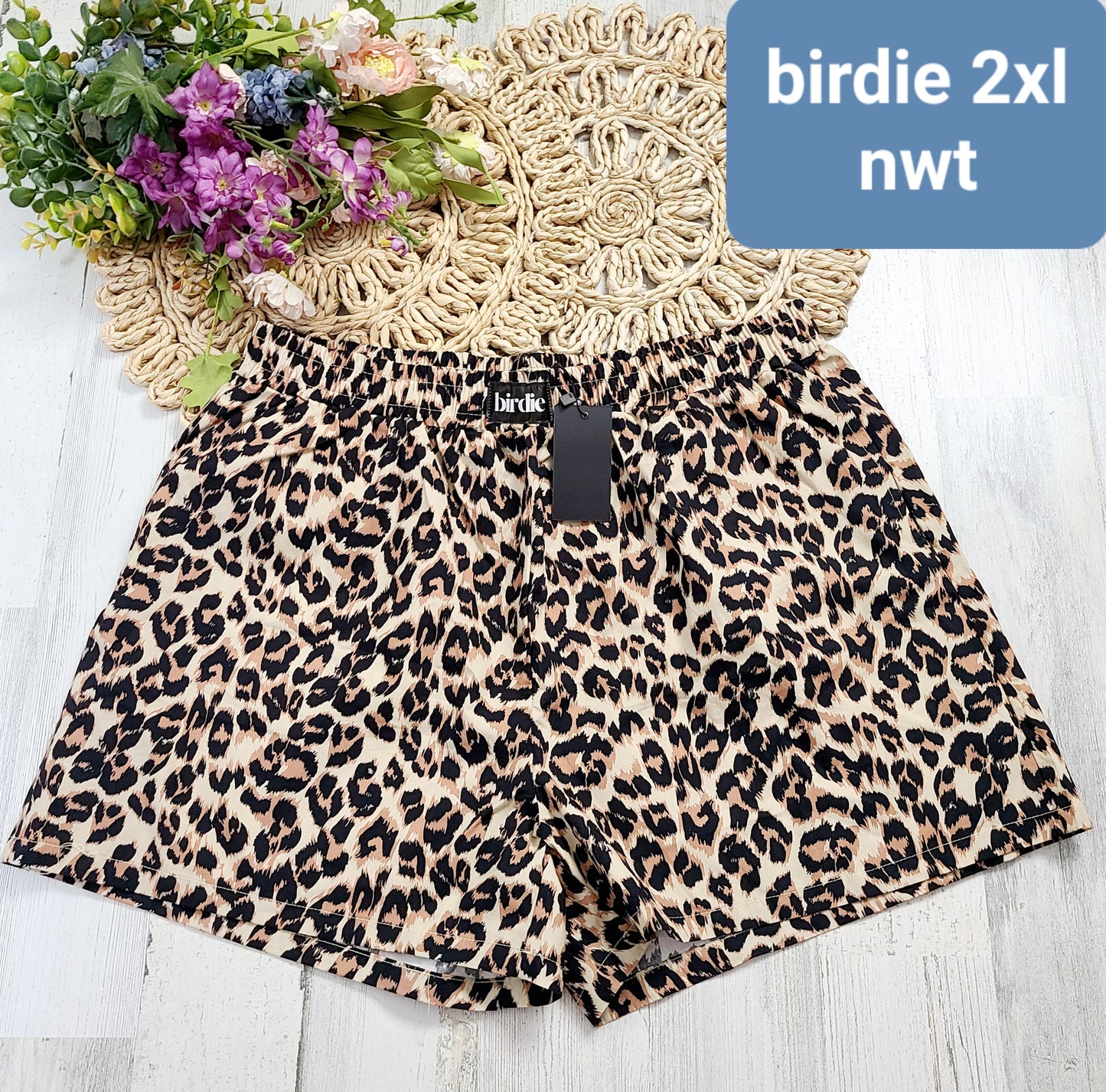 new birdie leopard shorts