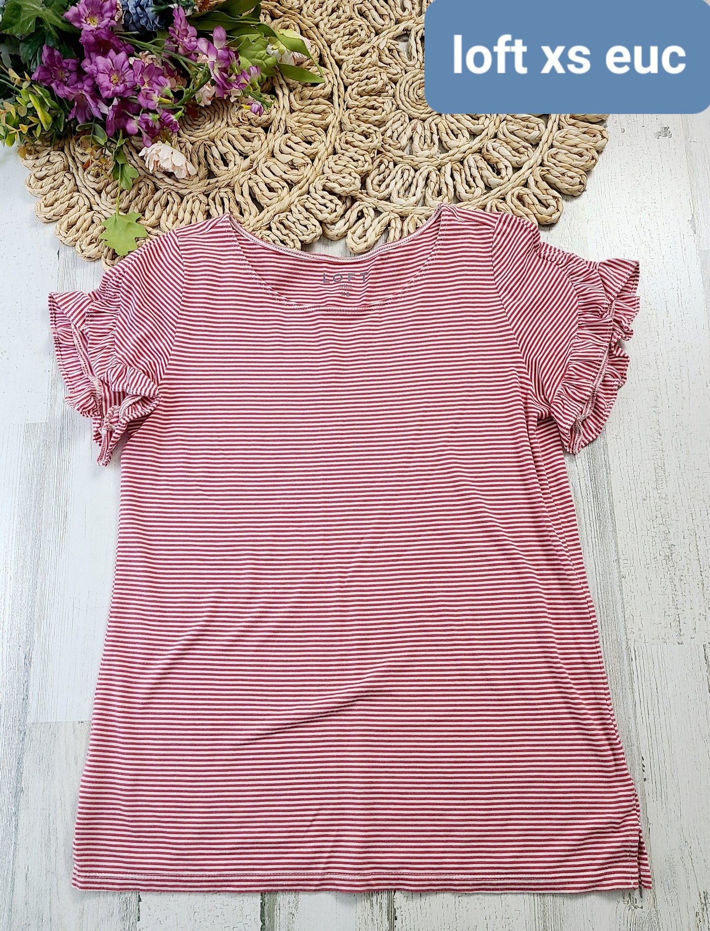 loft ruffle sleeve stripes