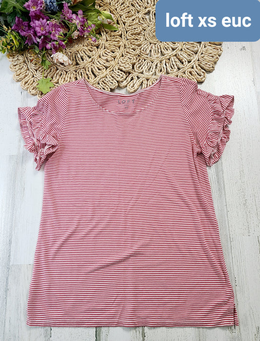 loft ruffle sleeve stripes
