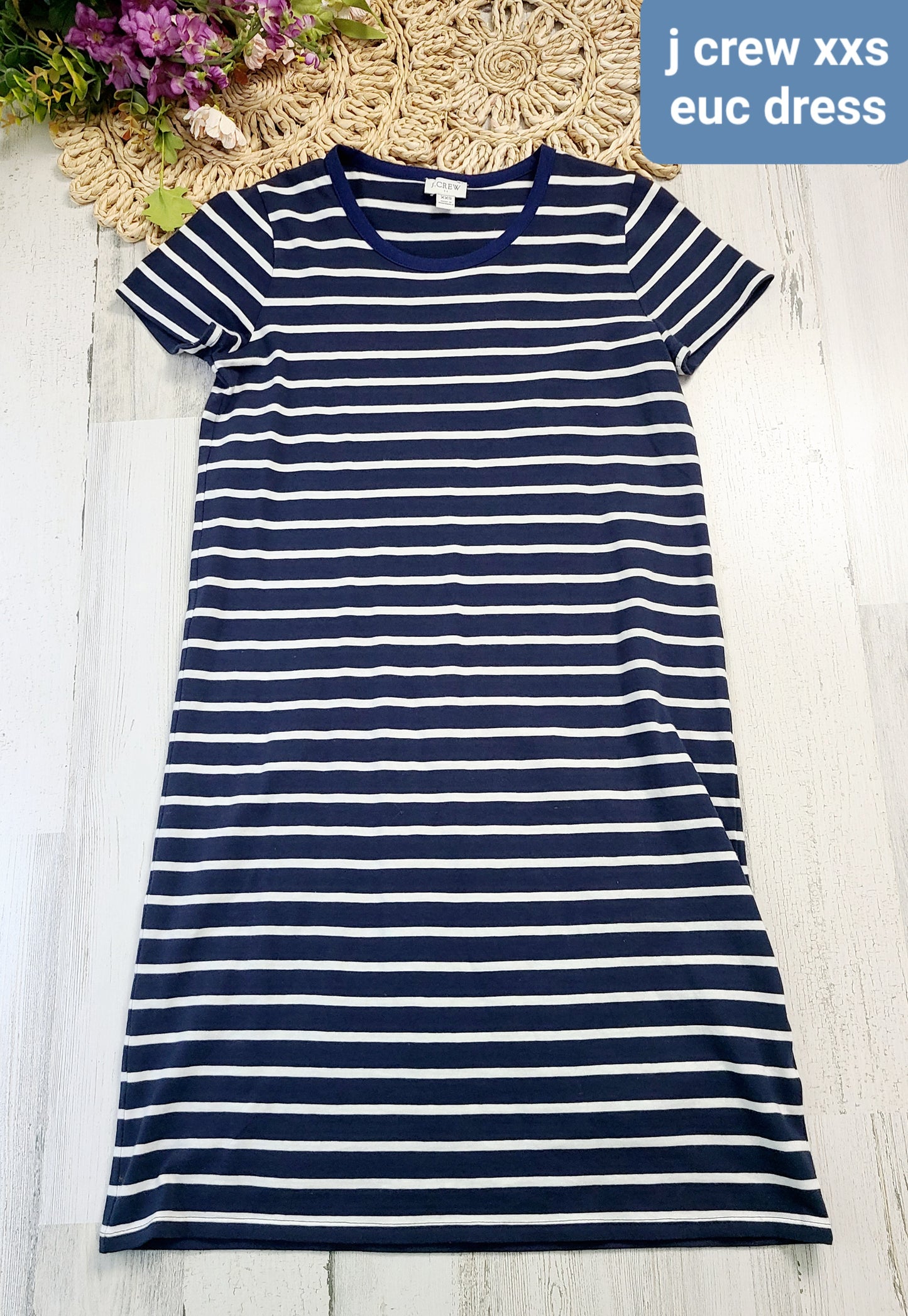 jcrew navy stripe tshirt dress