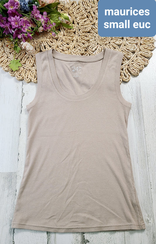 maurices tan ribbed tank scoop neck