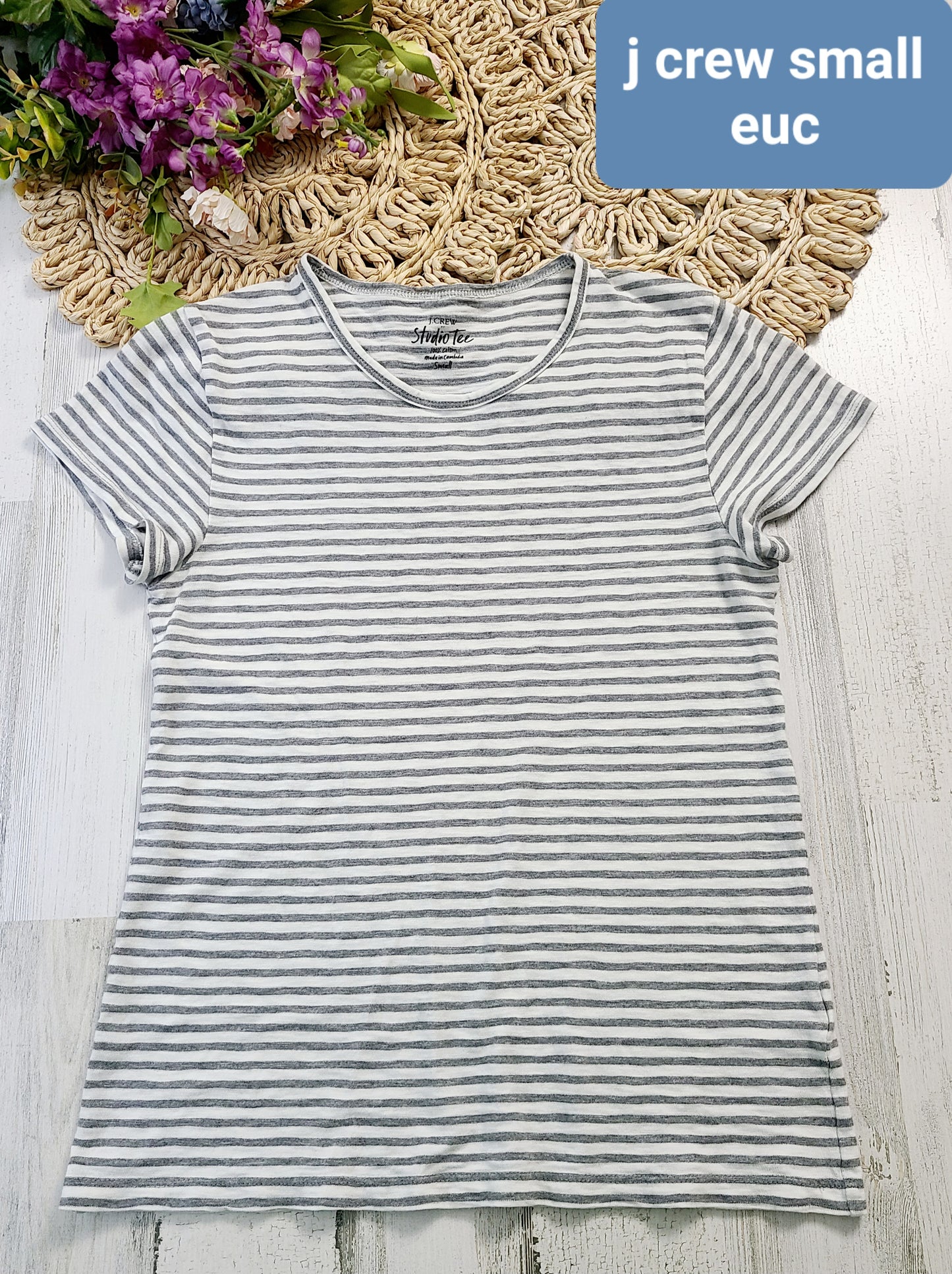 jcrew gray striped tee