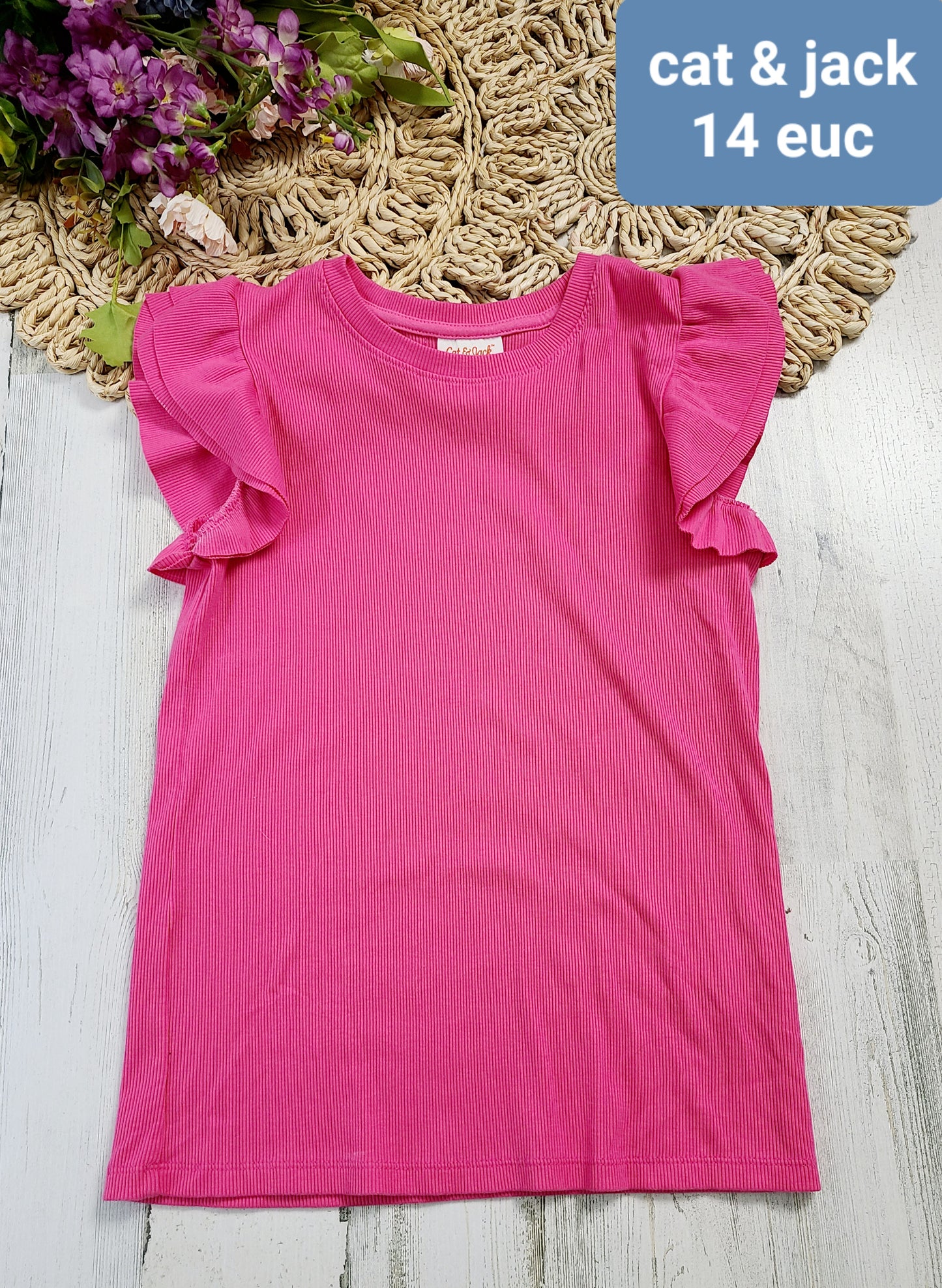 girls ruffle sleeve ribbed cat and jack 14