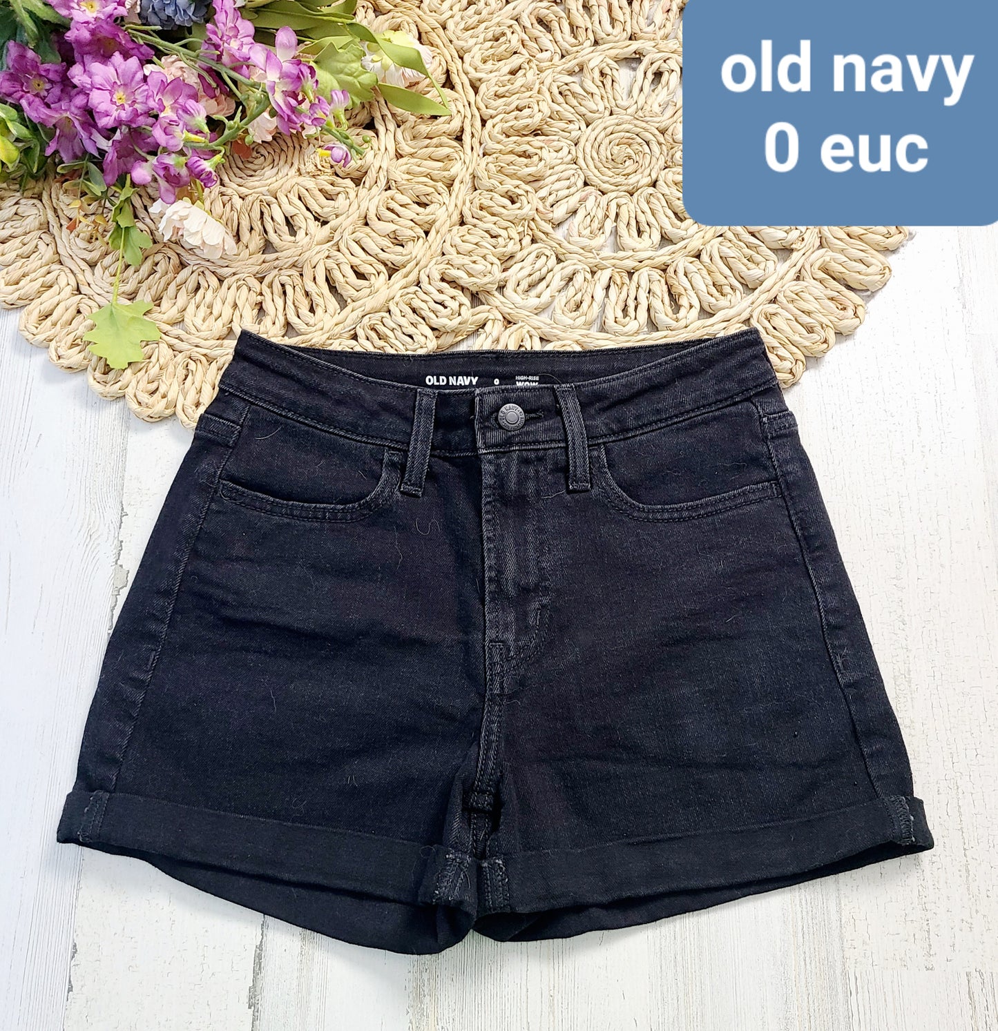 old navy black jean shorts 0