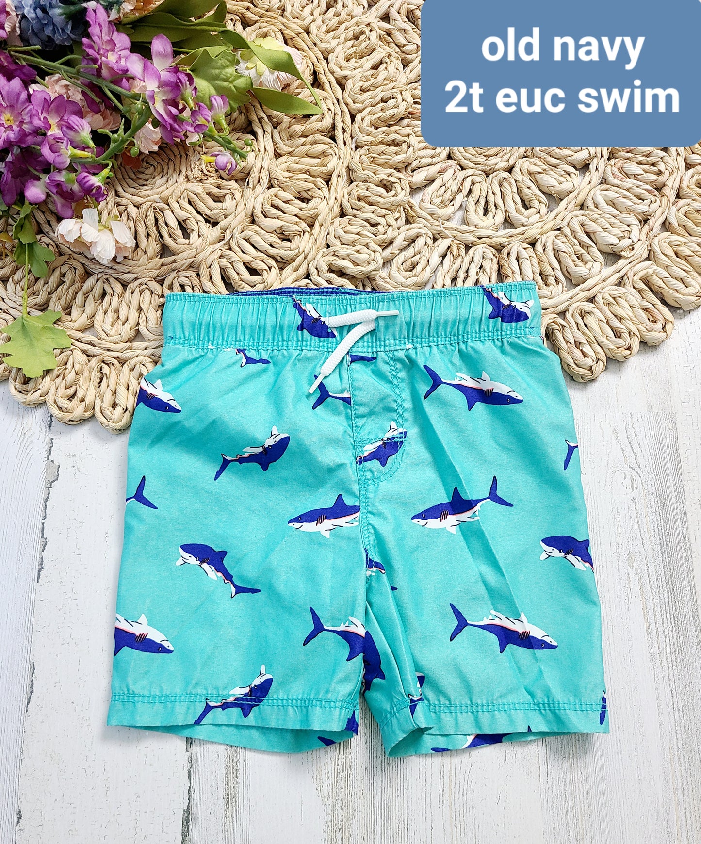 old navy swim trunks shark 2t