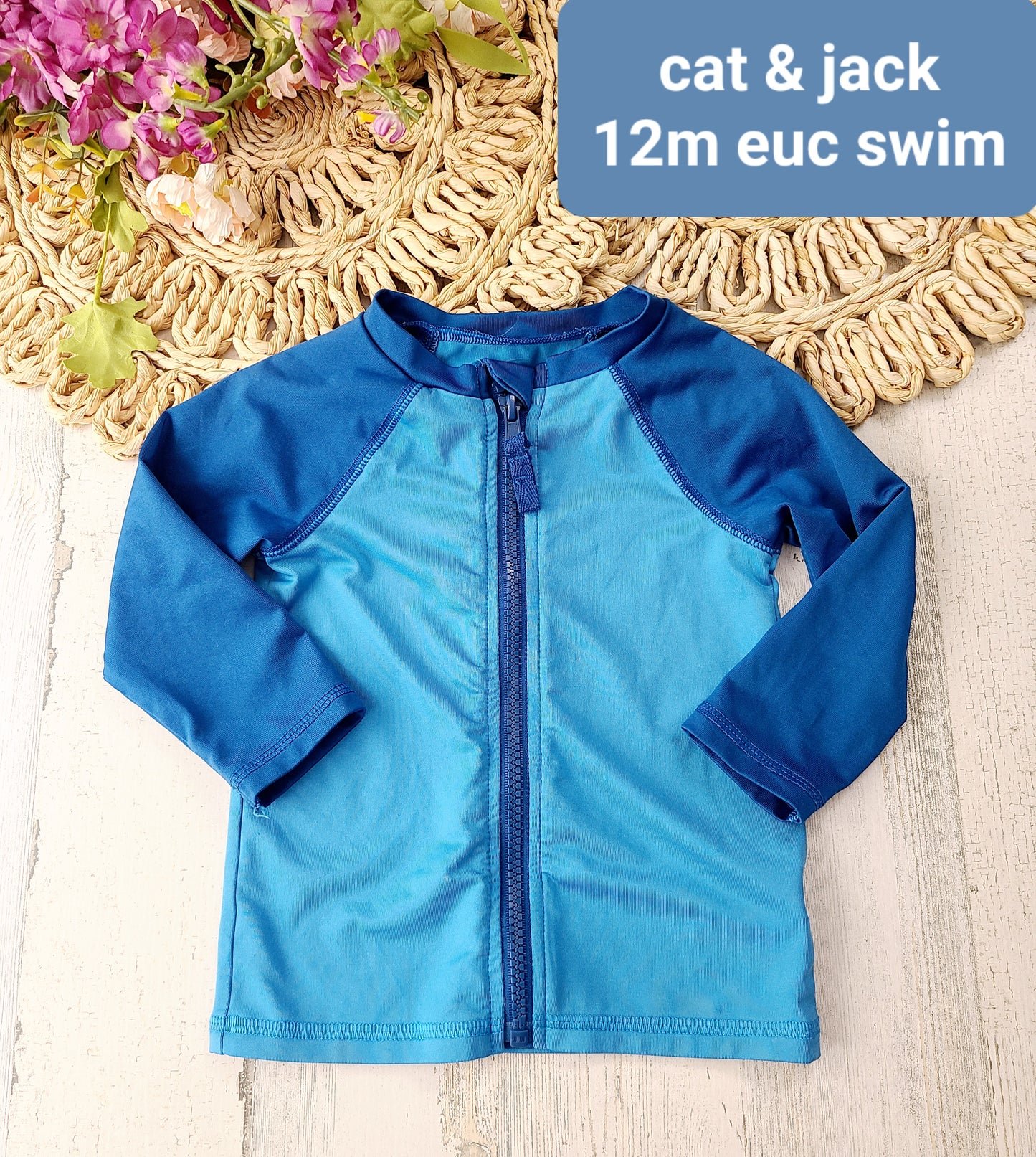 cat & jack blue zip swim top