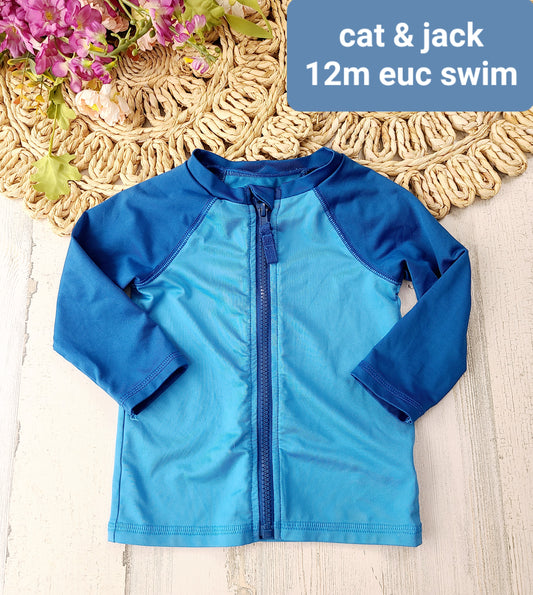 cat & jack blue zip swim top