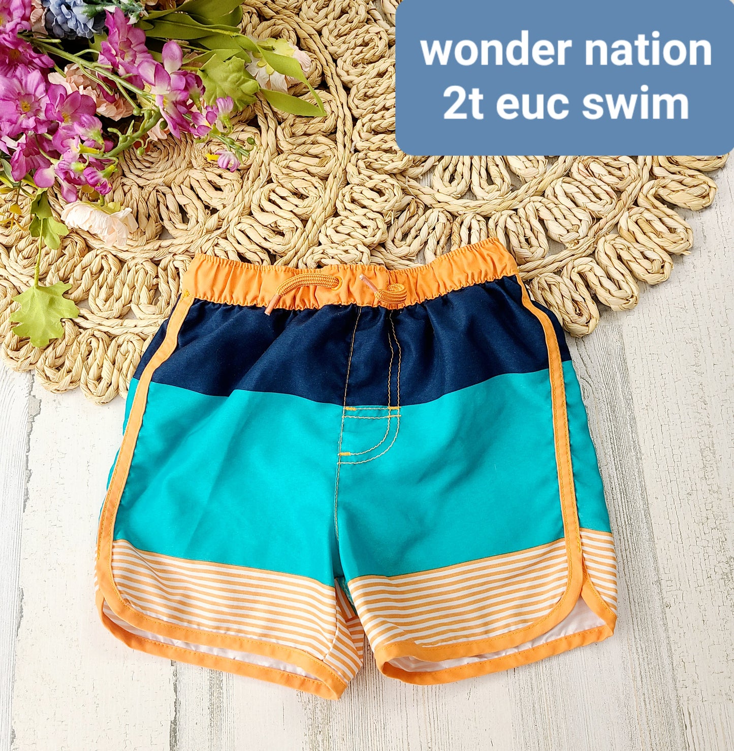 wonder nation orange trim swim trunks