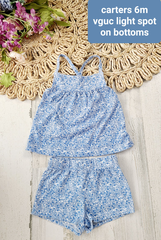 carter's tank and shorts blue floral