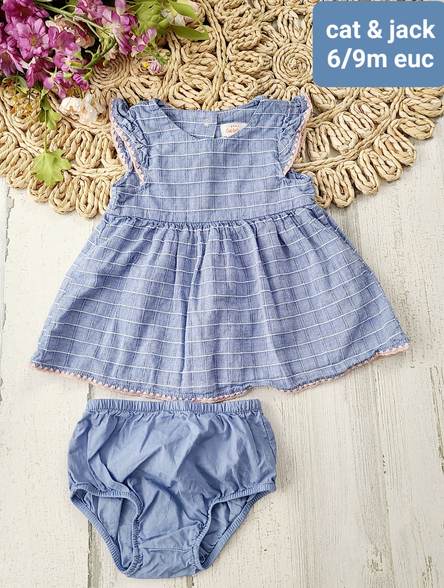 blue with pink embroidery trim cat & jack