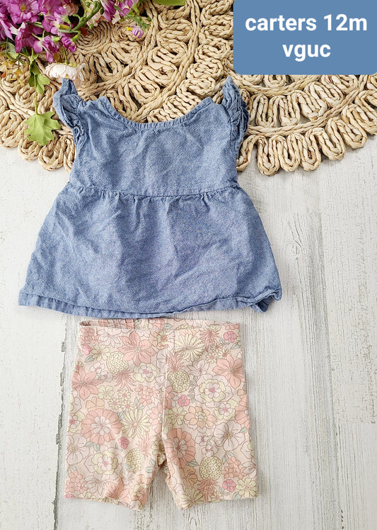 chambray tank floral shorts carters 12m