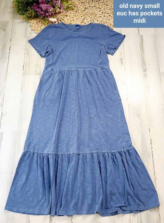 old navy blue midi dress with pockets