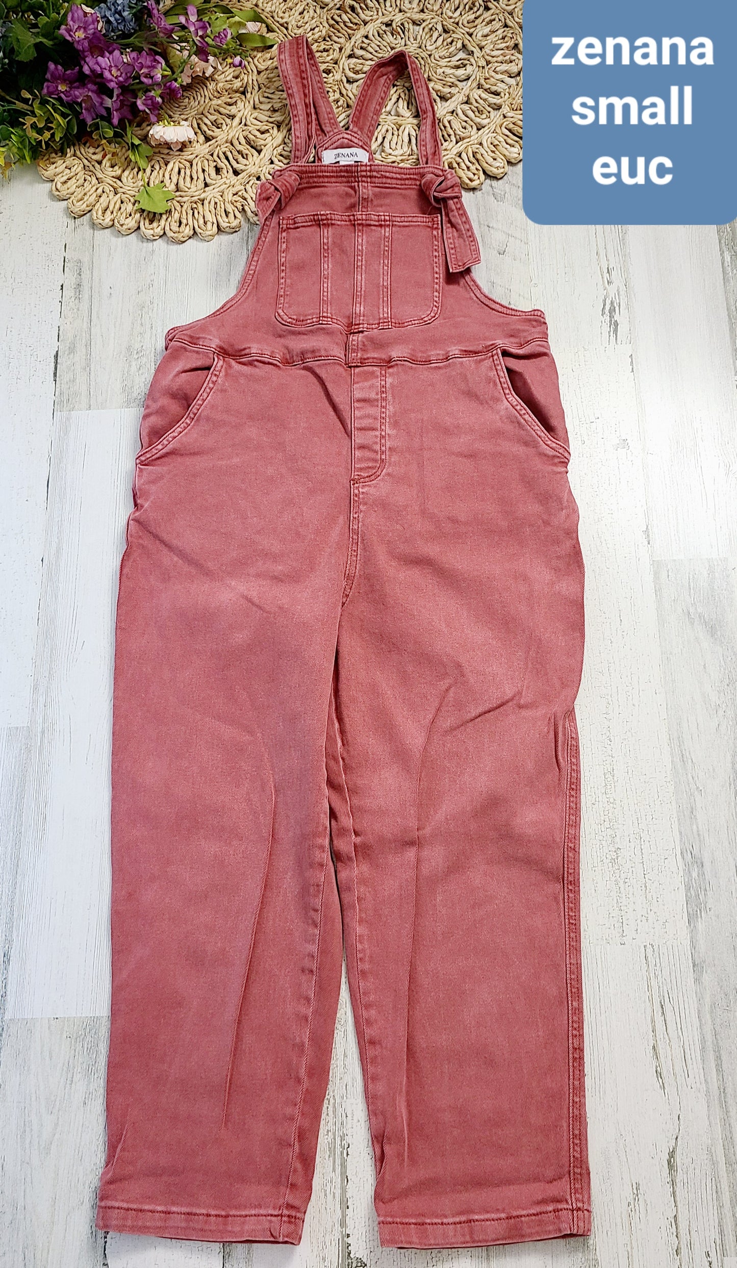 zenana overalls dusty red