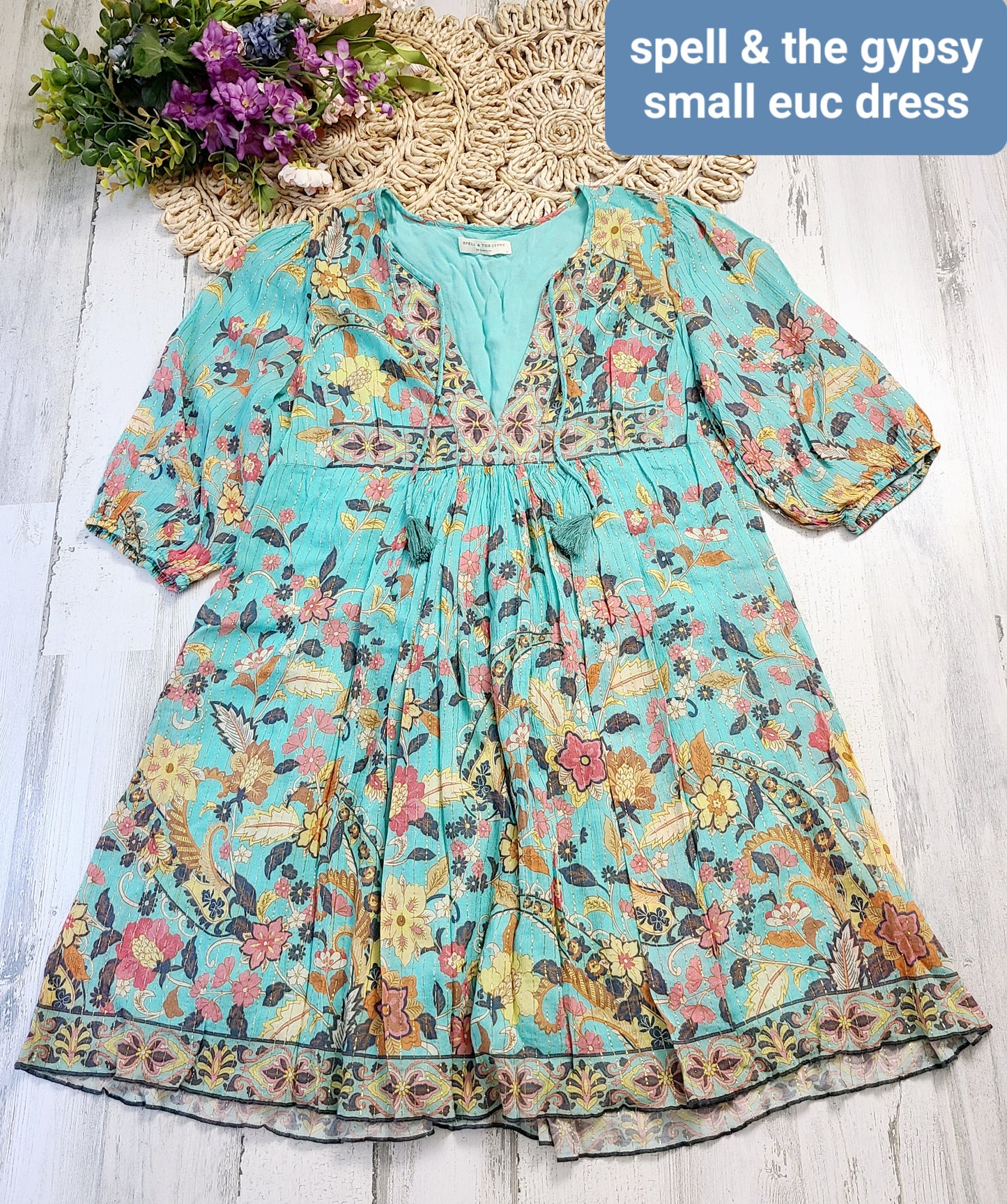 spell & the gypsy aqua floral dress