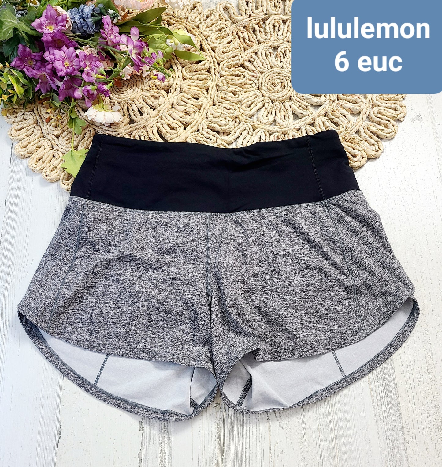 lululemon gray and black shorts