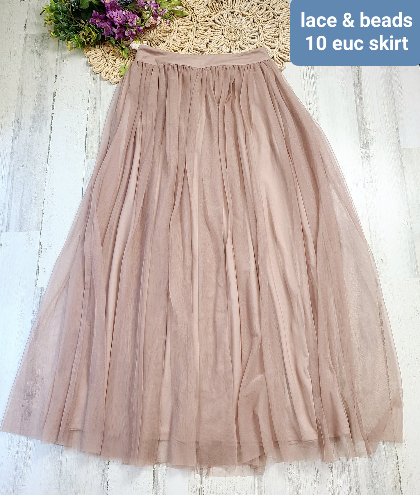lace and beads long tulle skirt