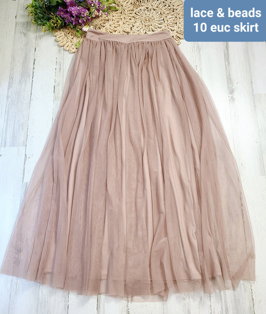 lace and beads long tulle skirt