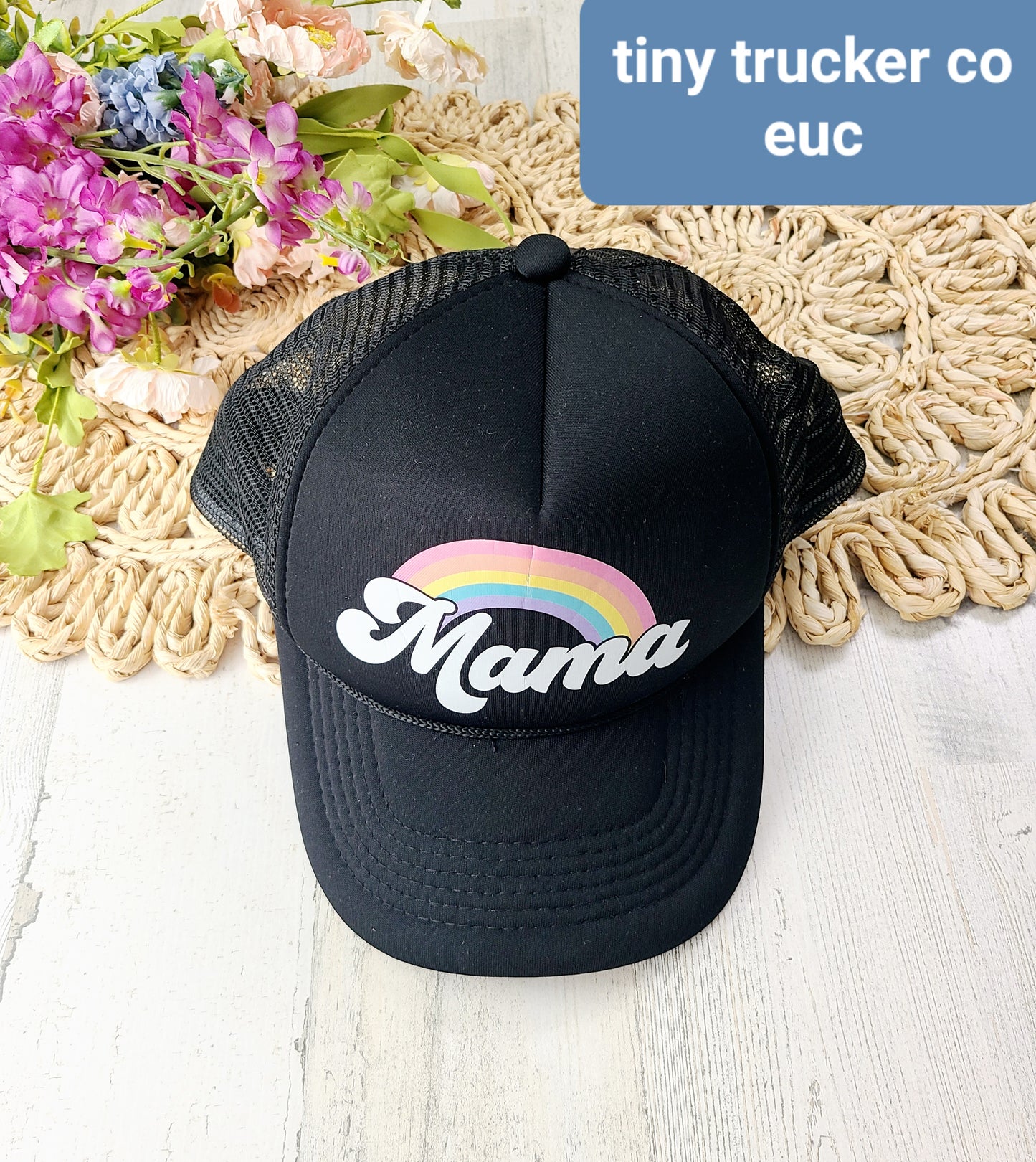 mama black rainbow hat