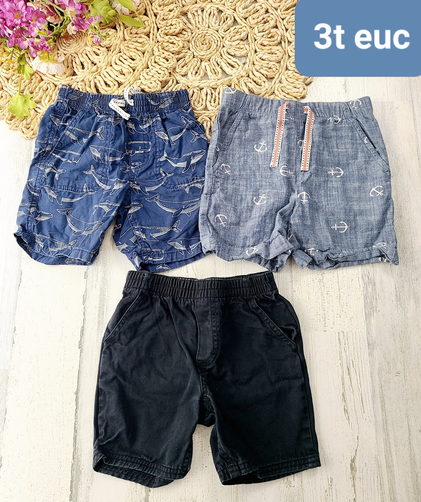 3t shorts whale anchor black