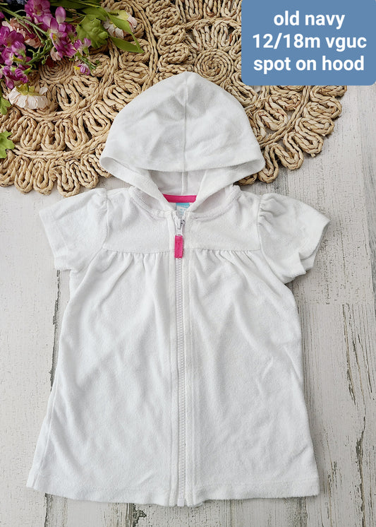 white old navy swim cover zip up