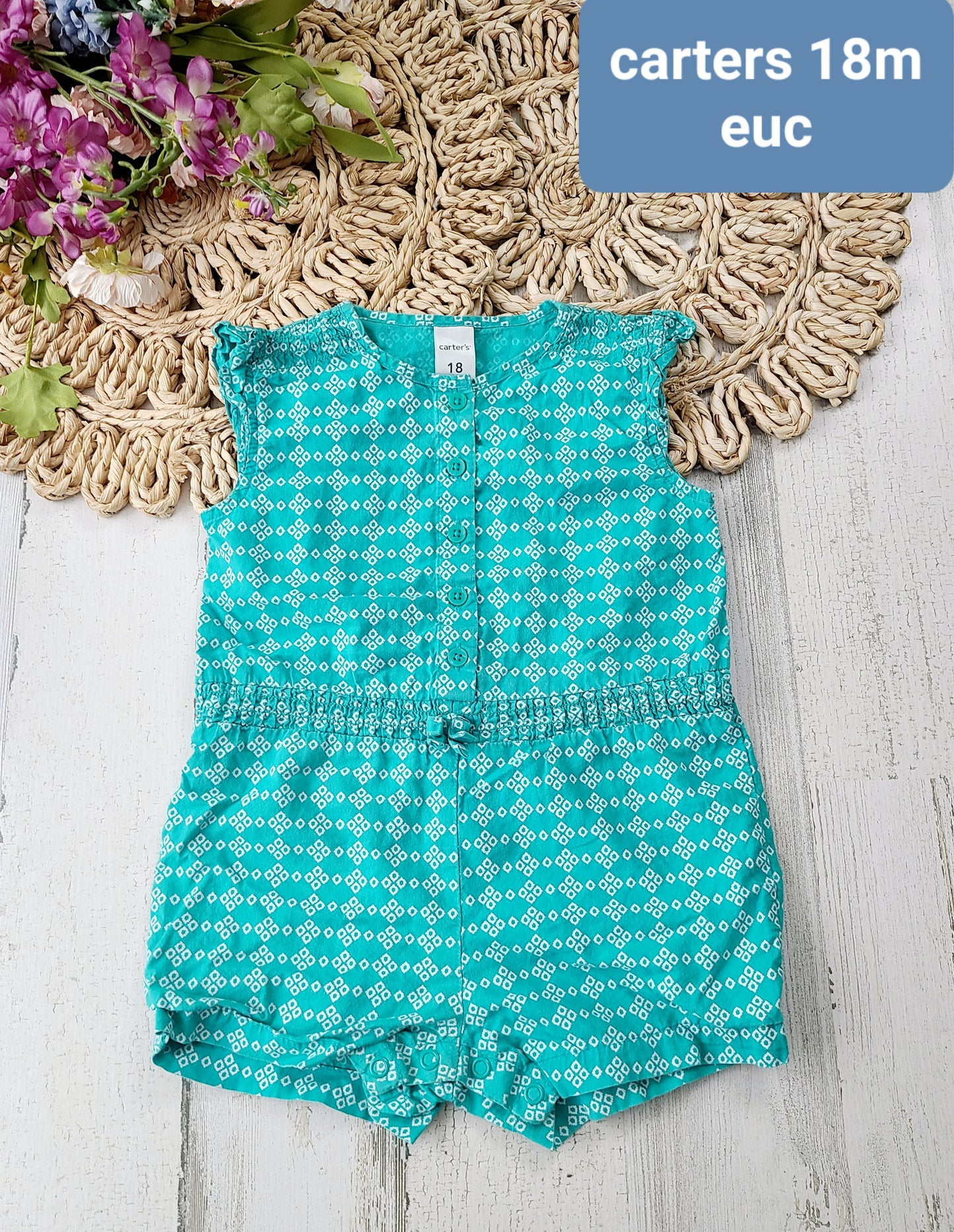 aqua carter's 18m button down romper