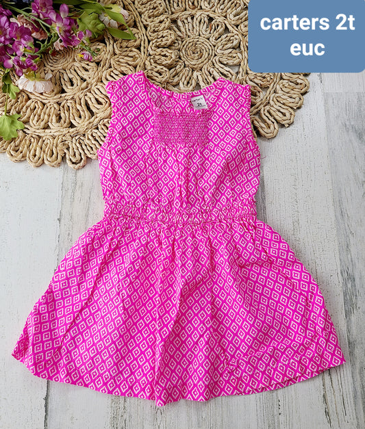 carter's hot pink geometric dress