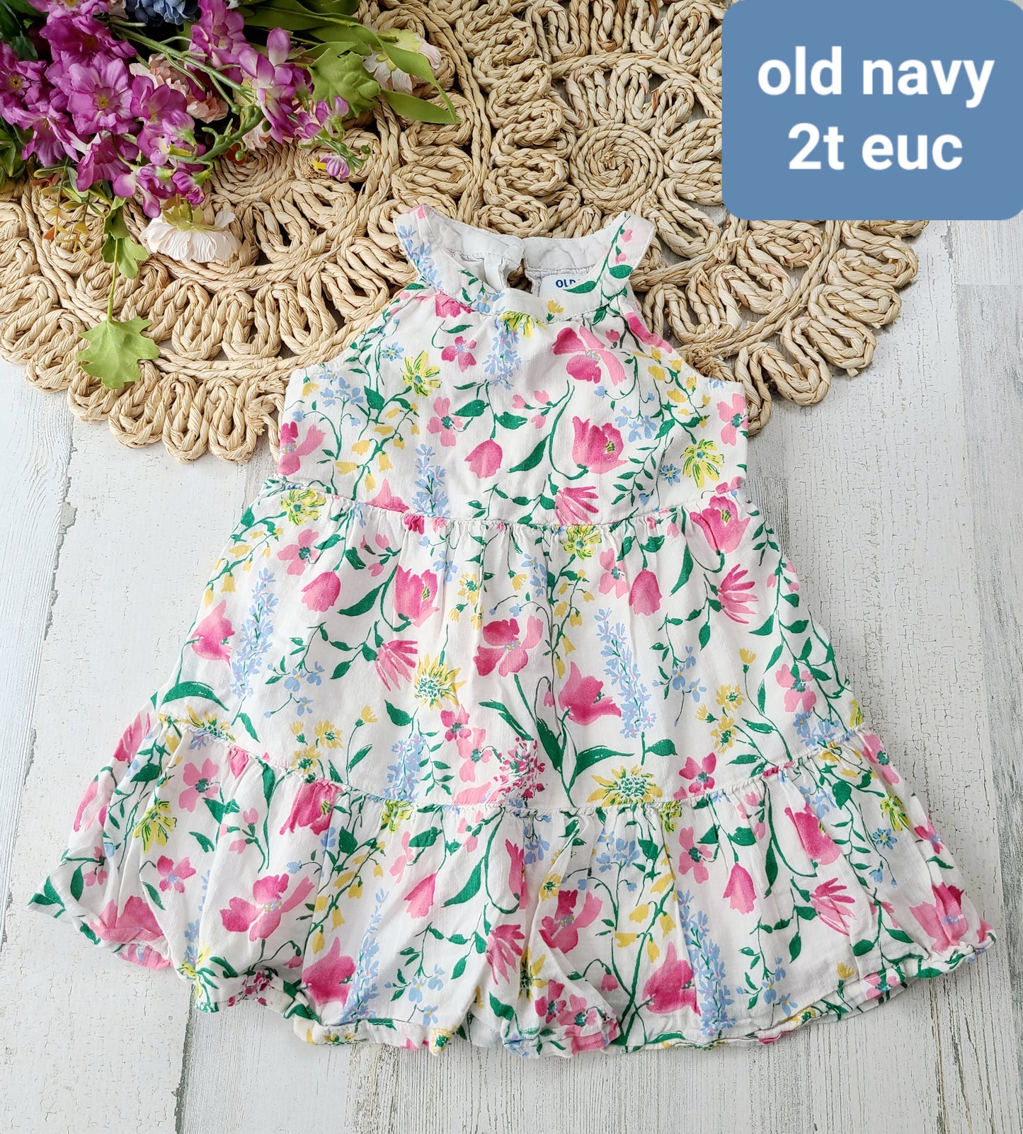 pink blue and yellow floral old navy dress