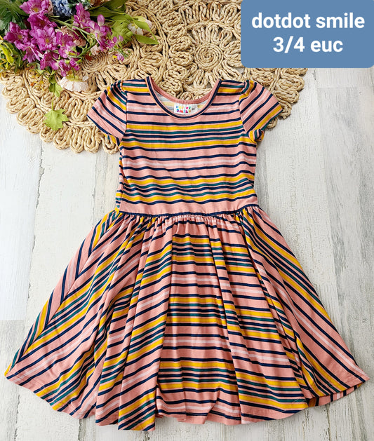 dot dot smile pink mustard navy stripes