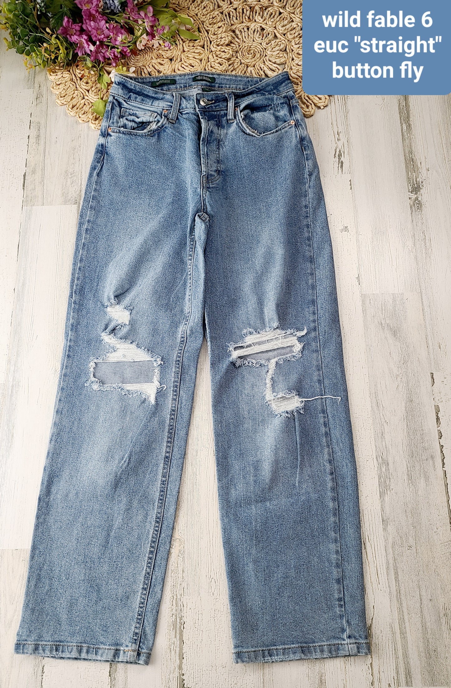 wild fable straight button fly distressed