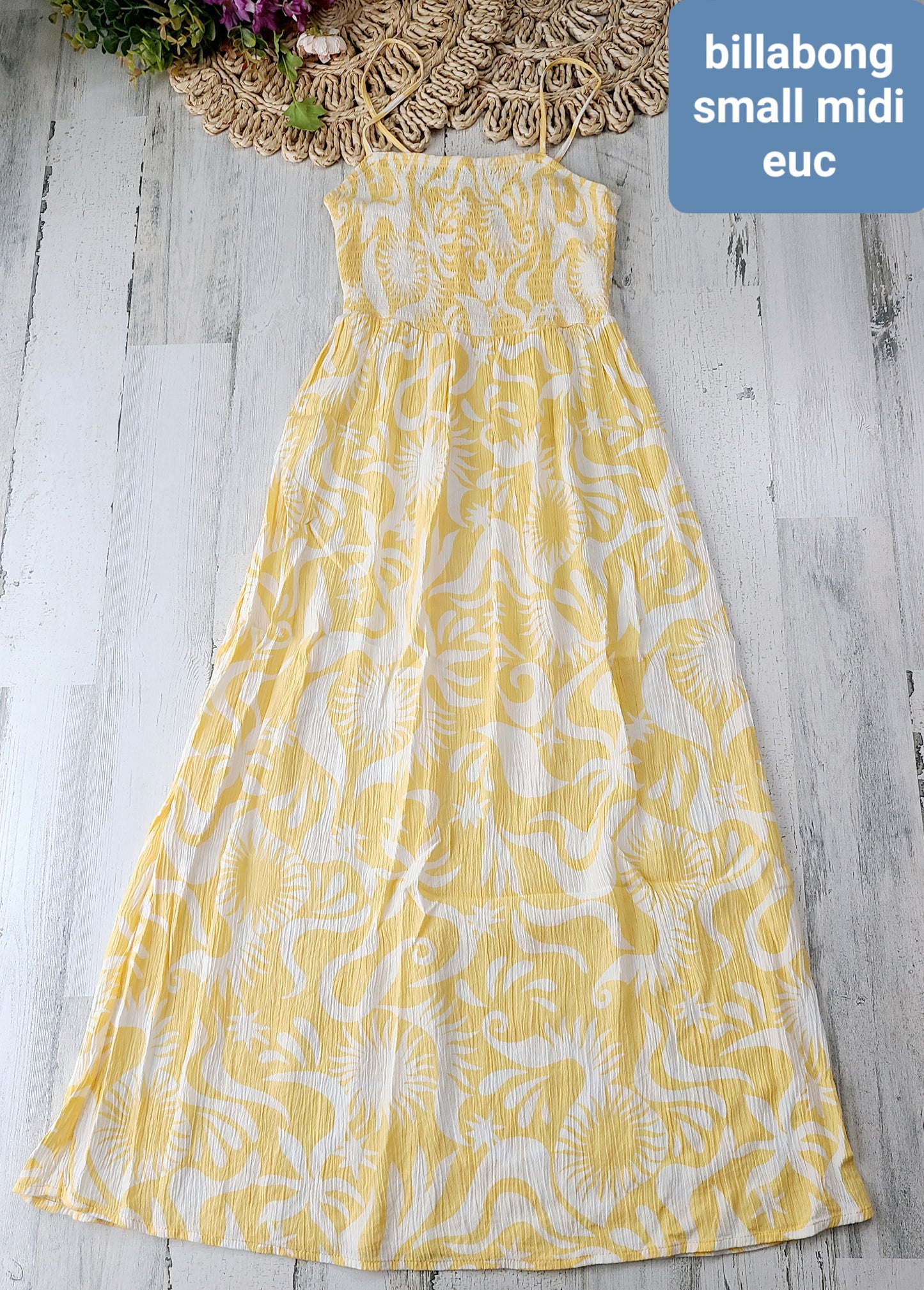 billabong yellow smocked top dress