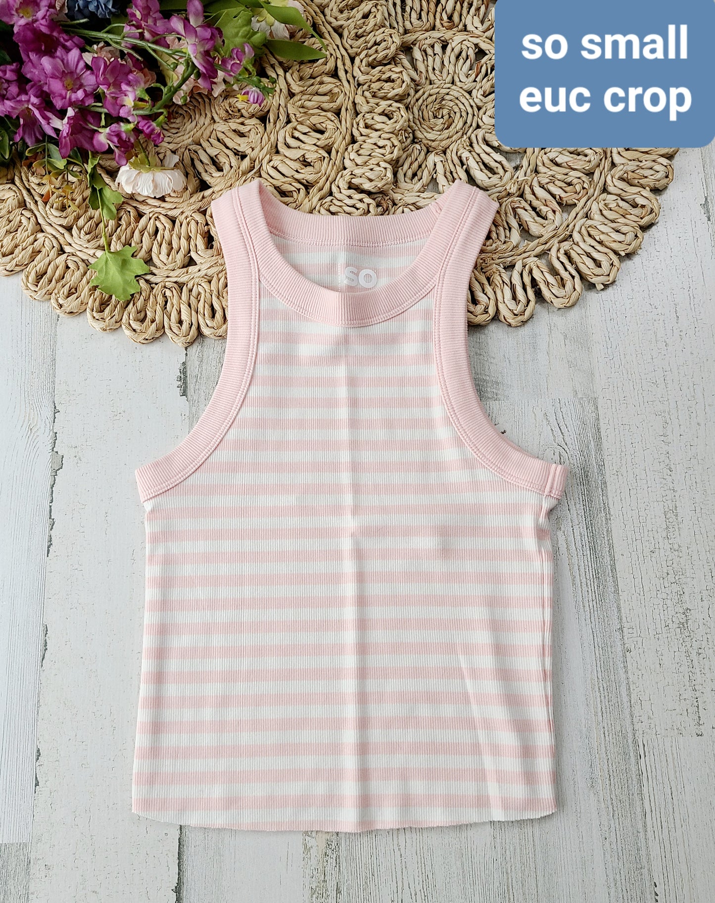 so crop pink stripes tank