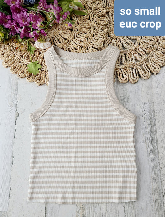 so crop tan stripes tank