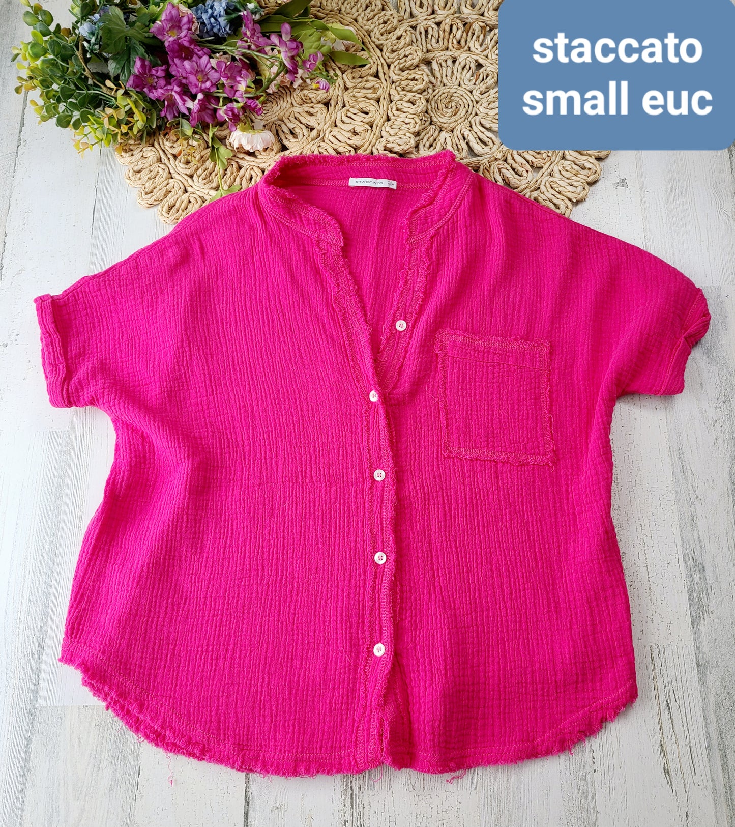 staccato pink gauze top