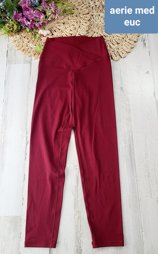 aerie criss cross red leggings