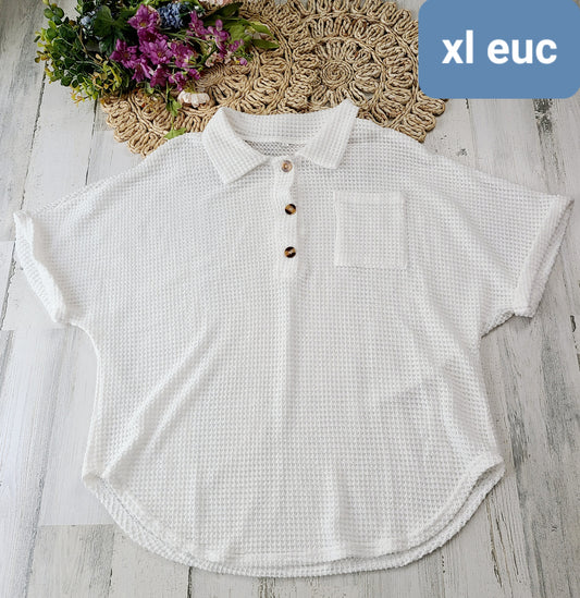 xl white waffle henley