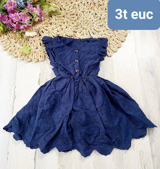 navy eyelet dress button down