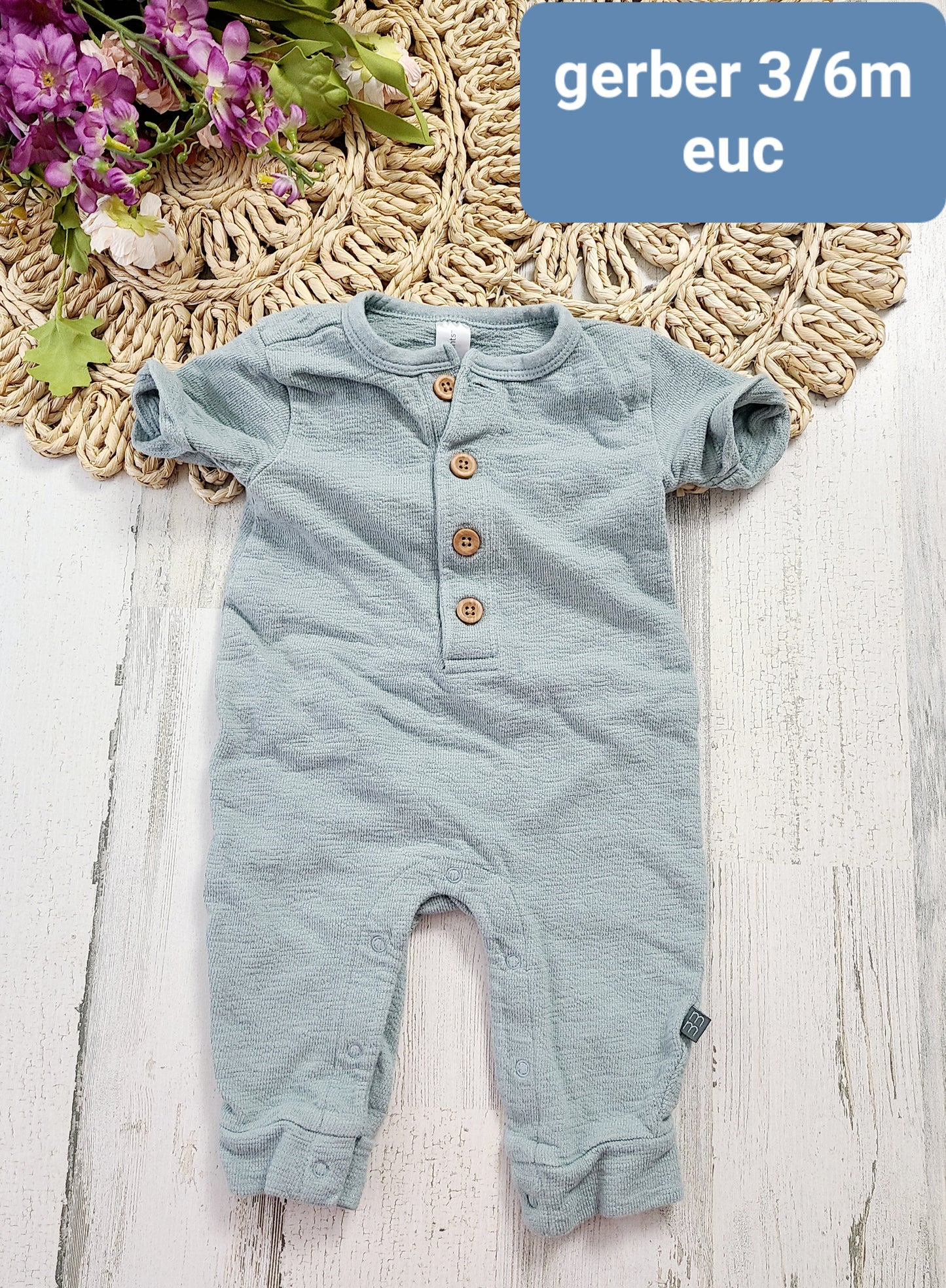 gerber baby blue henley jumpsuit